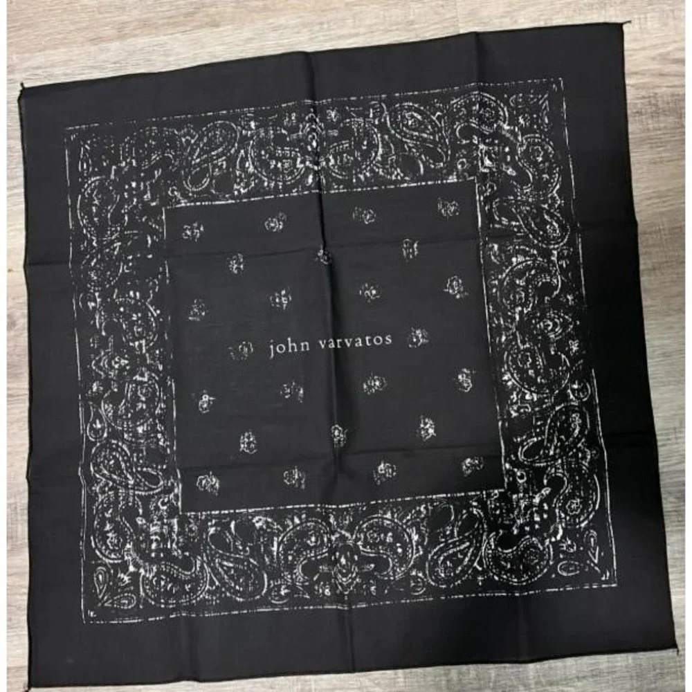 John Varvatos Black Paisley Pattern Bandana  Scarf 20